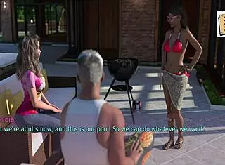 Wife and stepmother play erotic game