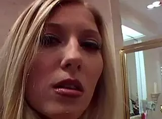 Blonde Babe Takes Two Cocks In Mouth And Ass After Shower