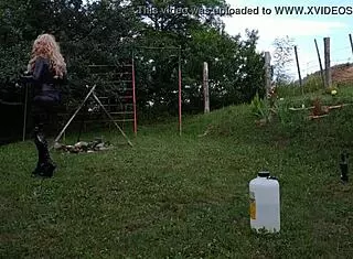 Sexy Goth Domina Trains Shemale Horseman