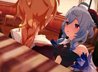 Bell and Ganyu from Genshin Impact in Hentai Style