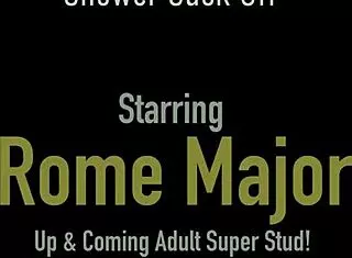 thick cock rome major jizzes envy star's face after a wet shower blowjob