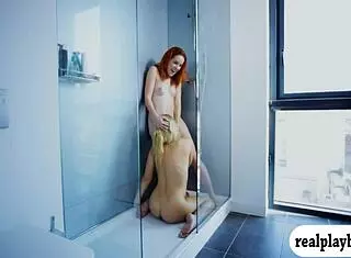 Two Glamour Babes Sharing a Blue Dildo Delight.