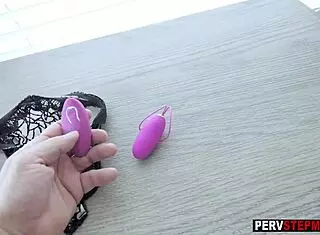 Perv stepson satisfies busty milf stepmom with toy