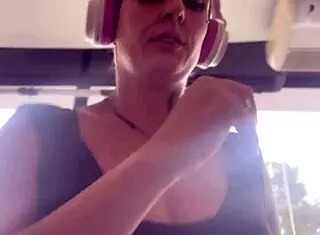 Blonde Brazilian Sweats At Gym, Removes Top To Breathe.