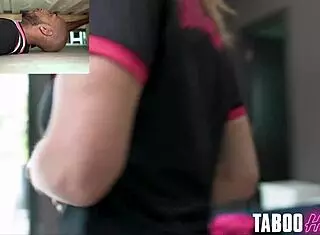 Cory chase fucks the coach's wife with big black cock in taboo interracial scene.