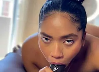 Pov blowjob ends with cum in mouth from amateur couple