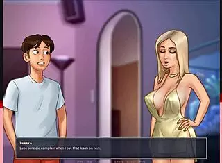 Blonde gets facial in summertime saga party 😎