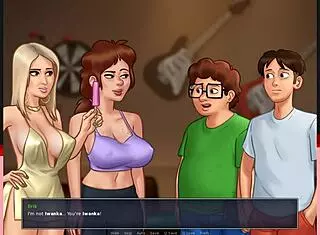 Blonde gets facial in summertime saga party 😎