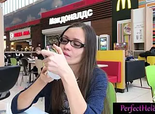 hot teen swallows stranger's cum at resort 😋