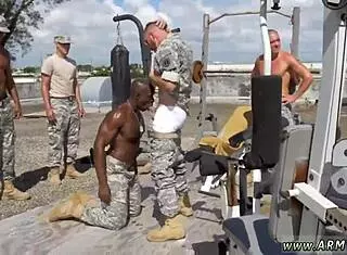 Military boy gets dominated by ebony gay soldiers' massive penis staffs in cam movie!