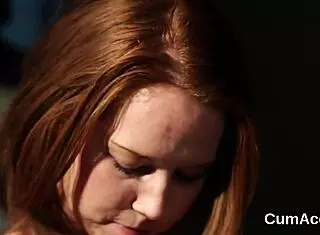 hey, this flirty peach is getting a cumshot on her face and eating it all