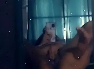 Ebony goddess kharma shows off in mirror