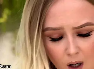 can the cute blonde teen take every inch of that big black cock? she rides and deepthroats it all