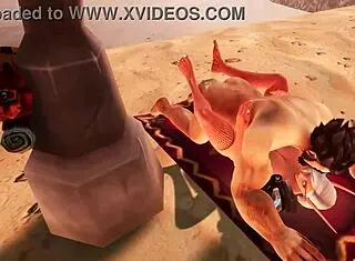 A couple bangs hard on the beach in Warcraft parody.