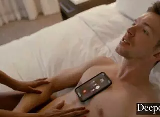 deeper husband talks on phone with wife while cheating with nia nacci bound deepthroat