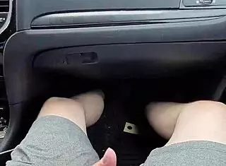 hey, watch this public car handjob with cumshot right in her mouth