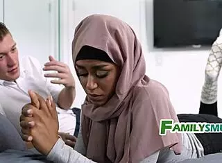 Hijab stepsis gets consoled by black cock.