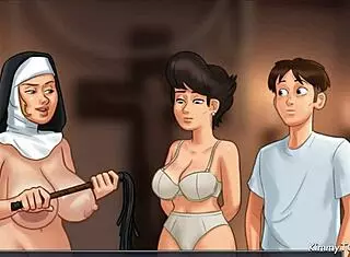 church milf gets caught masturbating with police baton in summertime saga