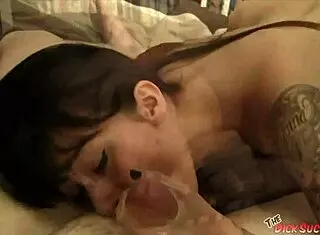 Goth Latina Judas Intensely Sucks Cock in POV with Petite Body and Tattoos