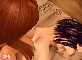 Futa3dx purple haired babe gives futa blonde an epic footjob