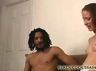 Sit in the corner and watch the interracial ride with big black cock.