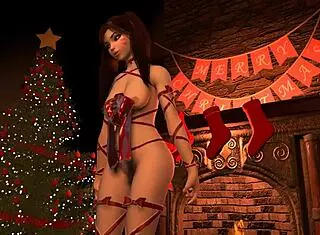 d va christmas gift overwatch porn parody with legs tits beautiful anime striptease christmas clothes ripped lingerie teasing