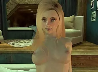 Pretty blonde lesbian licked standing