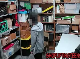 Blonde security gets spunked on tits.