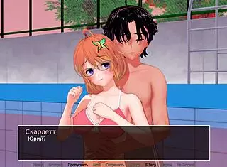 complete gameplay - hs tutor part 9 with doggystyle, big tits in bikini, slutty milf asian bent over for cum on face