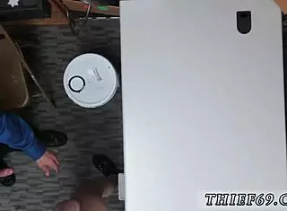 Short brunette teen attempts theft in uniform