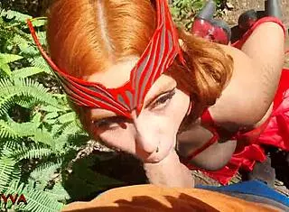 Witch Cosplay Fucked Outdoors, Gets Cum In Mouth