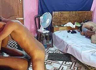 One skinny teen babe enjoys a fun 4some with multiple partners