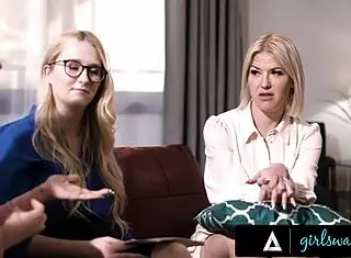 GIRLSWAY - CONSERVATIVE PRISTINE EDGE AND FRIENDS FUCK DURING MEETING!