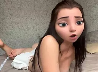 Cartoon girl masturbates pussy while playing with dildo feet free