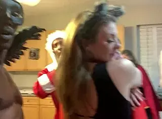 Halloween party in Vegas features young bunnies in deepthroat and licking scenes