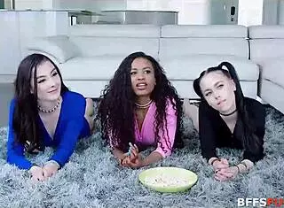 Besties gang up to suck this lucky dude dry