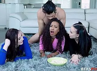 Besties gang up to suck this lucky dude dry