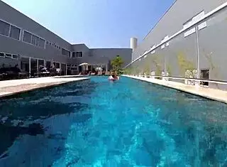 Married woman fucks employee in pool