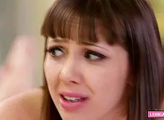 Watch this beautiful brunette teen in perfect threesome action