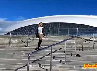 Blonde Flashes Panties In Olympic Park Sochi 2014