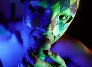 Masked Woman Bites Penis During Intense Blowjob Cum In Mouth