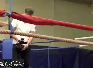 wrestling lesbian babes dive into juicy oral fun.