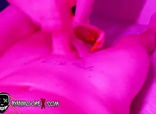 Babe with big natural tits strokes that monster cock close up.