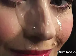 Frisky peach receives facial cumshot and swallows all the sperm in pov