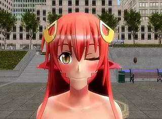 I can't believe Miia the snake girl spreads her pussy in Monster Musume, showing off her petite body and big tits.