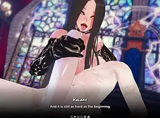 Succubus in hentai anime game sucking and fucking