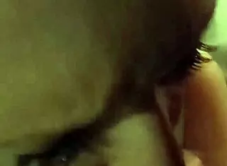 She catches the cum in her mouth during detailed blowjob