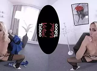 Virtual Taboo Office Play with Shaved Blonde and Big Assets