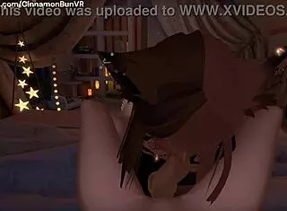 rough blowjob with a submissive girl getting deep throated in vr