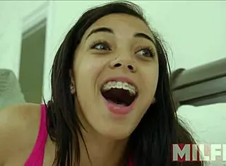 Stepmom wasn’t home, so step sister got deepthroated in wild 3some.